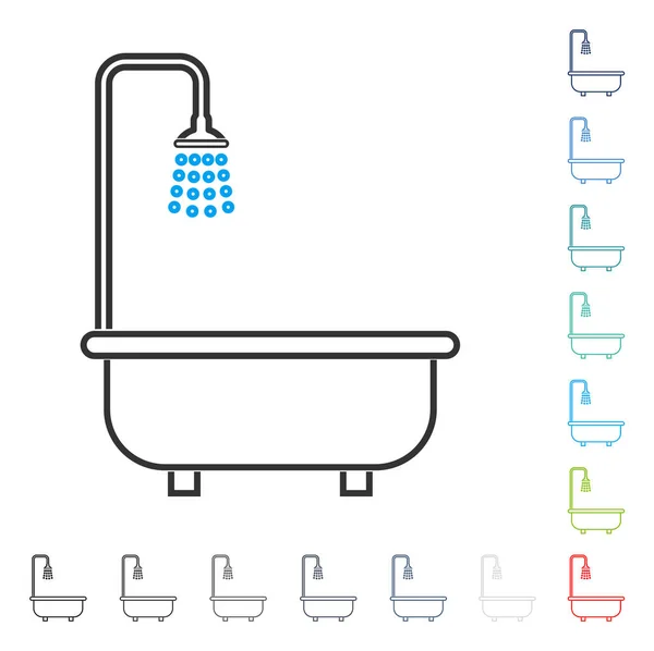 Icône de contour vectoriel de bain de douche — Image vectorielle