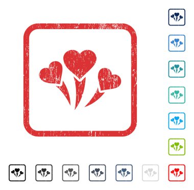 Aşk kalp Fireworks simgesini kauçuk filigran