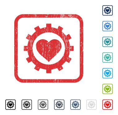 Aşk kalp seçenekleri dişli simgesini kauçuk filigran