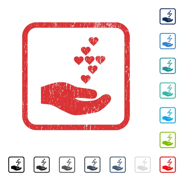 Love Hearts Offer Hand Icon Rubber Watermark — Stock Vector