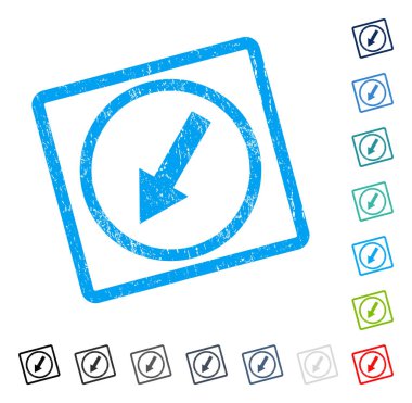 Yuvarlak aşağı sol ok simgesi kauçuk filigran