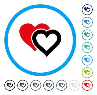 Sevgi kalpleri yuvarlak vektör simgesi