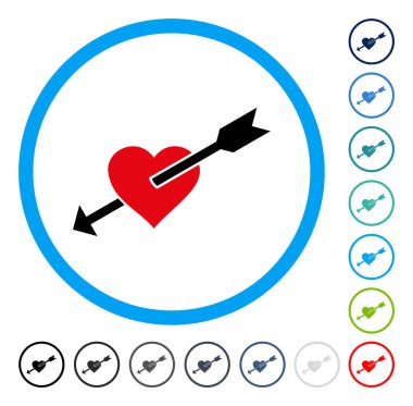 Kalp ok yuvarlak vektör simgesi