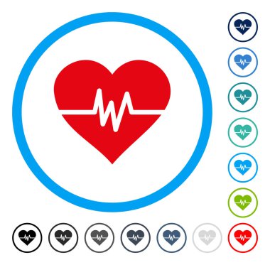 Kalp nabız yuvarlak vektör simgesi