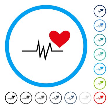 Kalp nabız sinyal yuvarlak vektör simgesi
