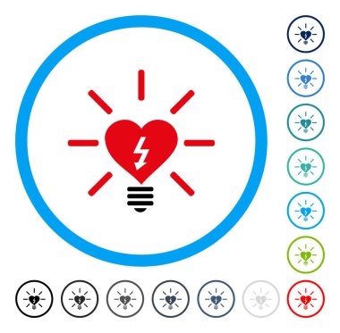 Kalp elektrikli ampul yuvarlak vektör simgesi
