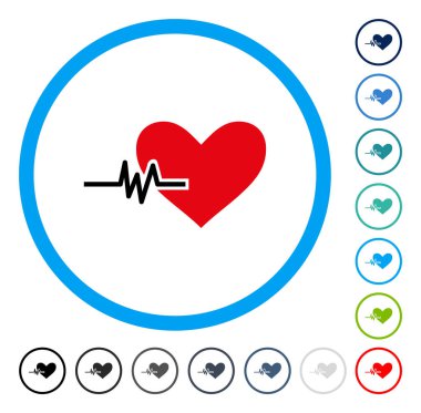 Kalp nabız yuvarlak vektör simgesi