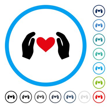 Aşk bakım el yuvarlak vektör simgesi