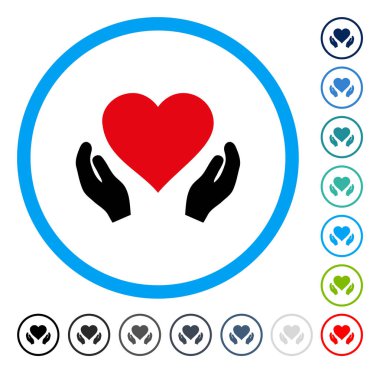 Aşk bakım el yuvarlak vektör simgesi