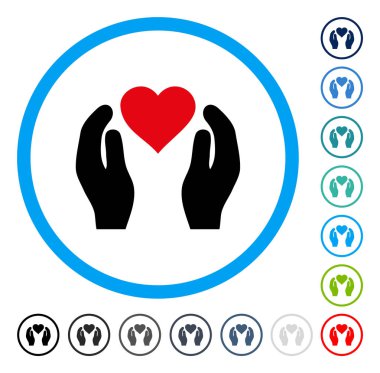 Aşk bakım el yuvarlak vektör simgesi