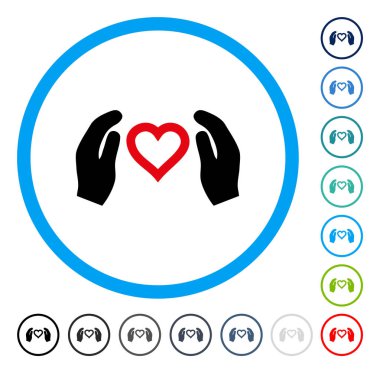 Aşk bakım el yuvarlak vektör simgesi