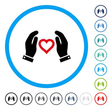 Aşk bakım el yuvarlak vektör simgesi