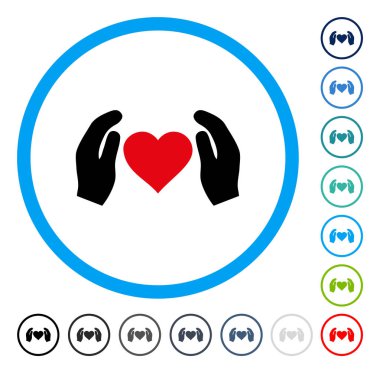 Aşk bakım el yuvarlak vektör simgesi