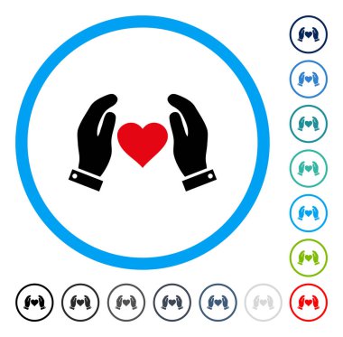 Aşk bakım el yuvarlak vektör simgesi