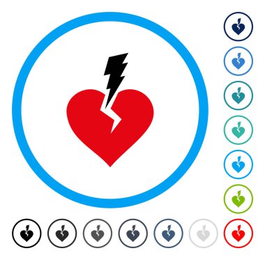Aşk kalp kaza yuvarlak vektör simgesi