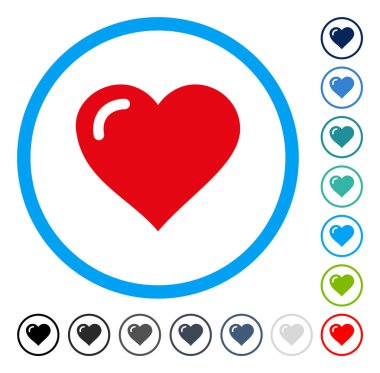 Aşk kalp yuvarlak vektör simgesi