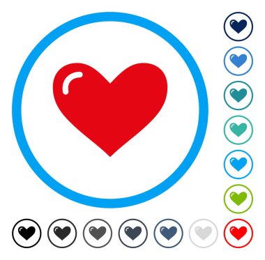 Aşk kalp yuvarlak vektör simgesi