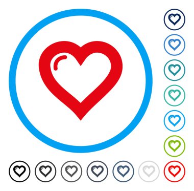 Aşk kalp yuvarlak vektör simgesi