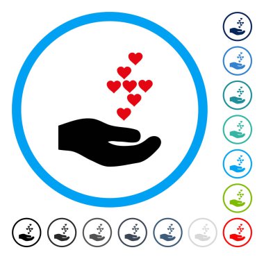 Sevgi kalpleri teklif el yuvarlak vektör simgesi
