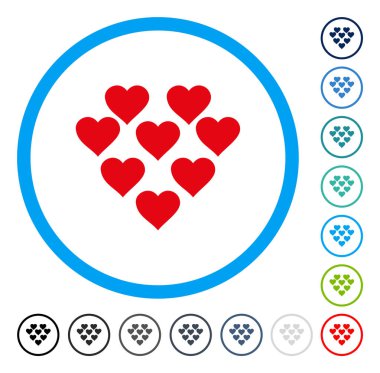 Güzel kalpler yuvarlak vektör simgesi