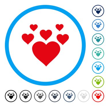 Güzel kalpler yuvarlak vektör simgesi