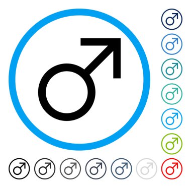 Mars erkek sembolü yuvarlak vektör simgesi