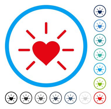 Parlak aşk kalp yuvarlak vektör simgesi