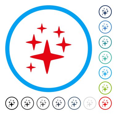 Işıltı yıldız yuvarlak vektör simgesi