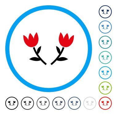 Lale çiçek yuvarlak vektör simgesi