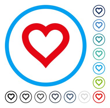 Sevgililer kalp yuvarlak vektör simgesi