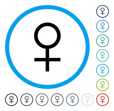 Venüs kadın sembolü yuvarlak vektör simgesi