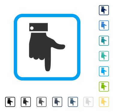 Çerçeveli vektör simgesi aşağı el işaretçisi