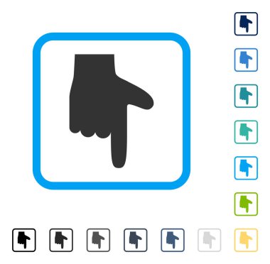 Çerçeveli vektör simgesi aşağı el işaretçisi