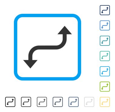 Tam tersi kavisli ok çerçeveli vektör simgesi