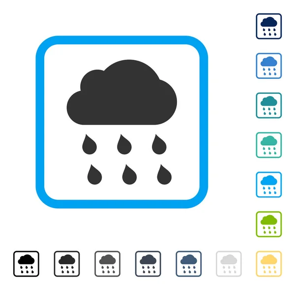 Rain Cloud Framed Vector Icon — Stock Vector