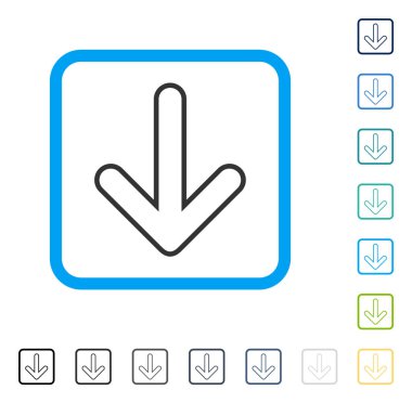 Çerçeveli vektör simgesi aşağı yönlü ok