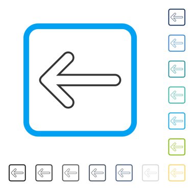 Yuvarlak ok sol vektör simge çerçeveli