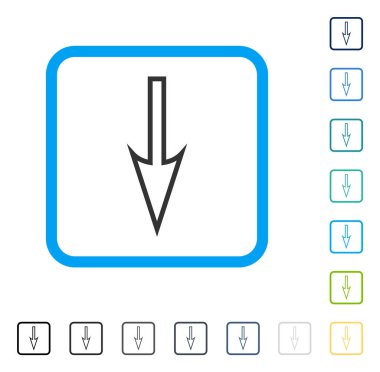 Çerçeveli vektör simgesi aşağı ok keskin