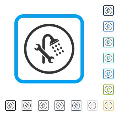 Duş sıhhi tesisat vektör simge çerçeveli