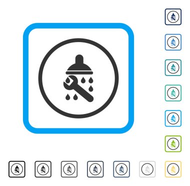 Duş sıhhi tesisat vektör simge çerçeveli