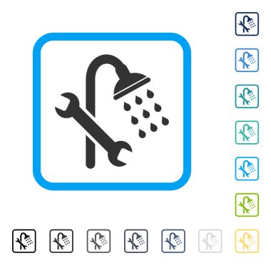 Duş sıhhi tesisat vektör simge çerçeveli