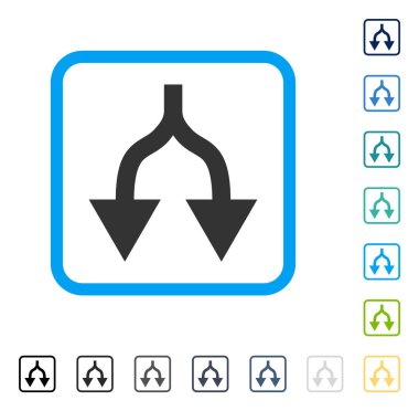 Çerçeveli vektör simgesi aşağı okları bölme