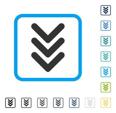Çerçeveli vektör simgesi aşağı çift ok ucu