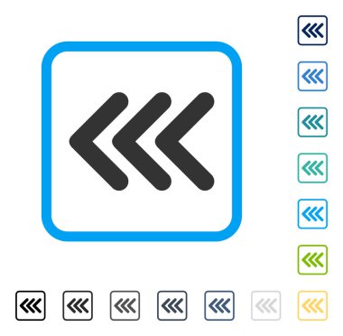 Üçlü ok ucu sol vektör simge çerçeveli