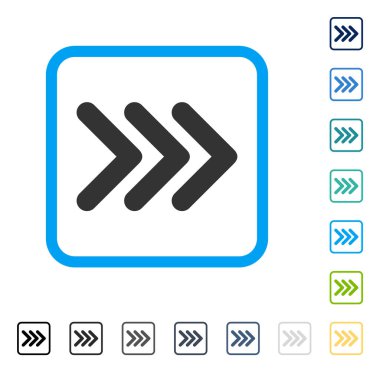 Üçlü ok ucu sağ vektör simge çerçeveli