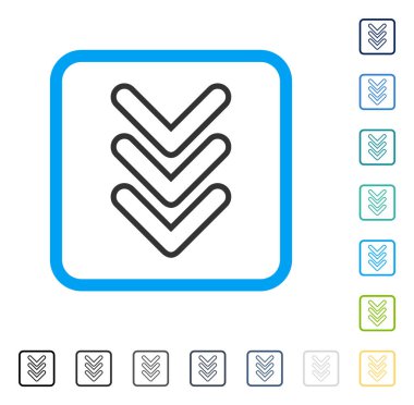 İşaretçi çerçeveli vektör simgesi aşağı üçlü