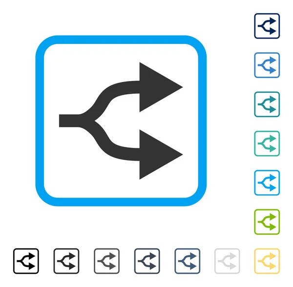 Dividir Flechas Icono Vector Enmarcado Derecho — Vector de stock