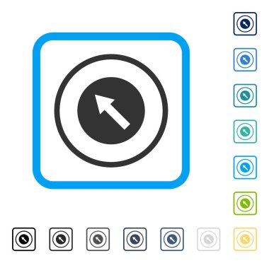 Yuvarlak yukarı-sol ok vektör simge çerçeveli