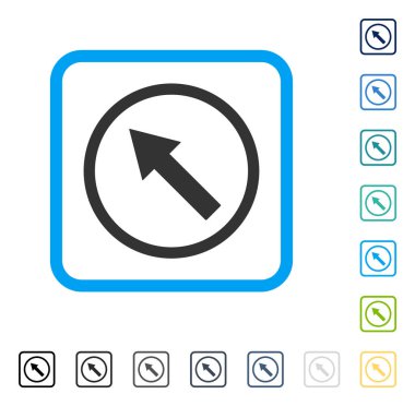 Yuvarlak yukarı-sol ok vektör simge çerçeveli