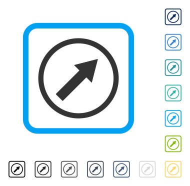 Yukarı sağ yuvarlak ok çerçeveli vektör simgesi